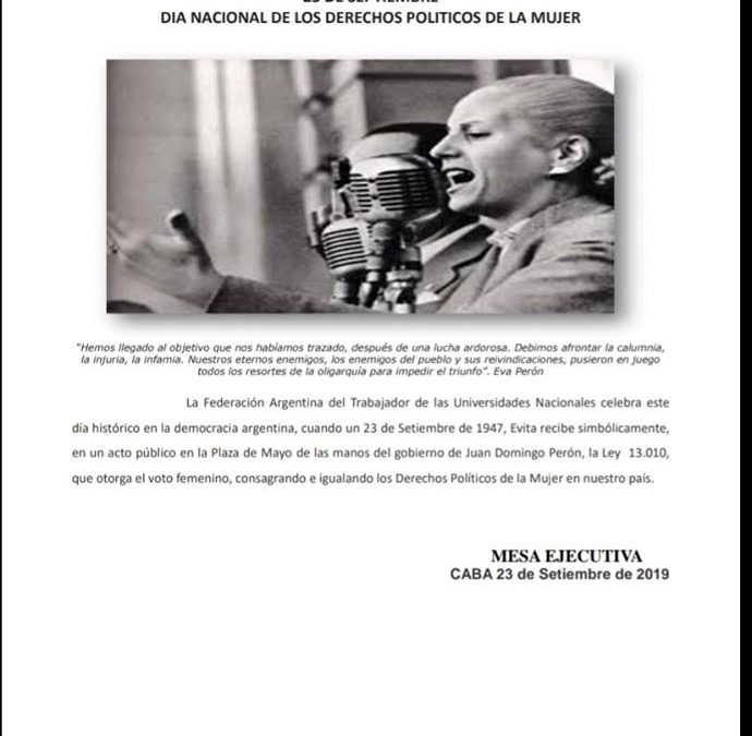 23 de Septiembre día del Derecho a Voto de la Mujer.