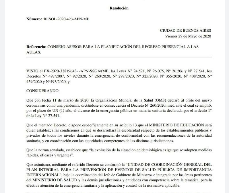 FATUN INTEGRA EL  CONSEJO ASESOR PARA LA PLANIFICACIÓN DEL REGRESO PRESENCIAL A LAS AULAS