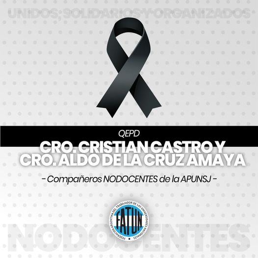 APUNCa, envía las condolencias a los familiares de los Compañeros de San Juan, que fallecieron en el día de la fecha, en un accidente de tránsito.