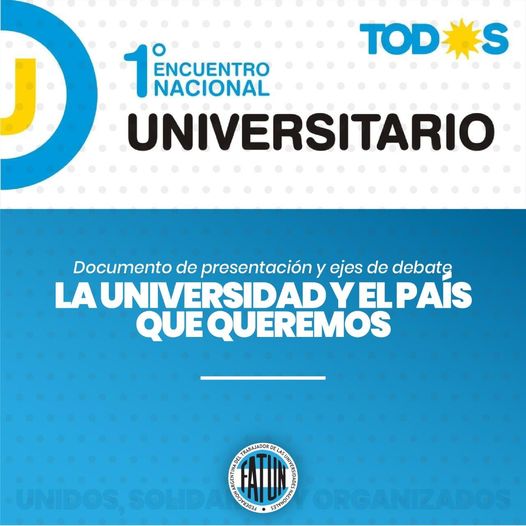 Desde la Federación Argentina del Trabajador de las Universidades Nacionales, compartimos el documento de presentación y ejes de debate que se presentaron el día viernes 11 de septiembre, en el Primer Encuentro Nacional Universitario del Frente de Todos (@universitarioar)          Para su lectura, descargar el material a través del siguiente link: https://cutt.ly/nfIc0Lk