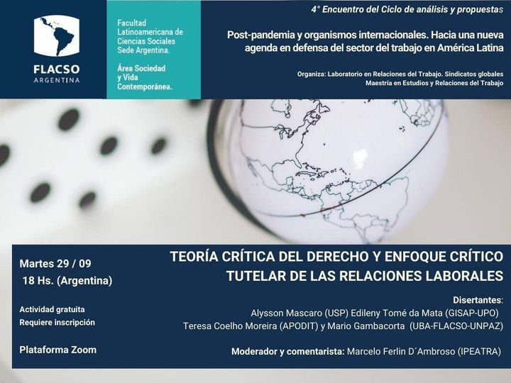 APUNCa, invita a participar del Ciclo de análisis y propuestas Post pandemia y organismos Internacionales: Hacia una nueva agenda en defensa del sector del trabajo en América Latina.