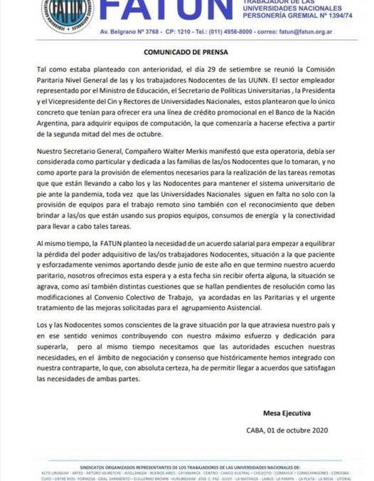 COMUNICADO DE PRENSA DE LA FATUN