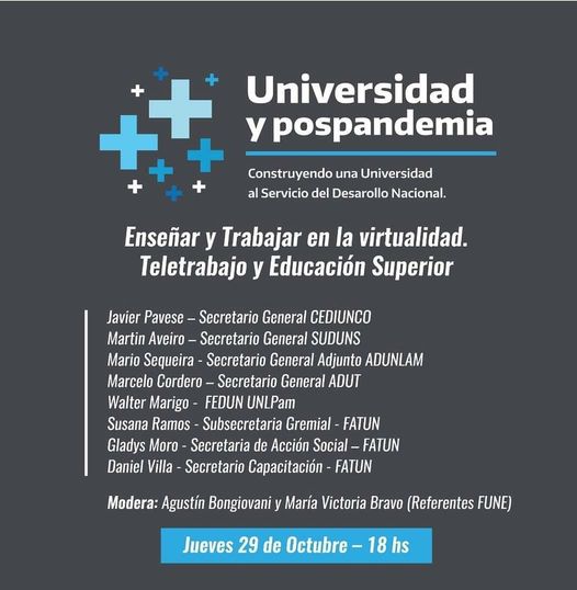 Conversatorio, «ENSEÑAR Y TRABAJAR EN LA VIRTUALIDAD. TELETRABAJO Y EDUCACIÓN SUPERIOR»