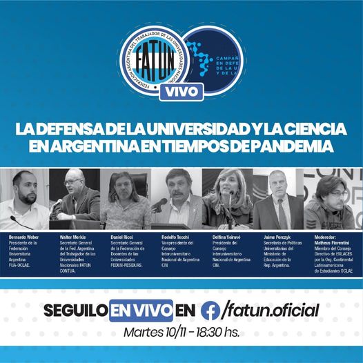 Te invitamos a participar de la Conferencia, «En Defensa de La Universidad y la Ciencia en Argentina en tiempos de Pandemia.