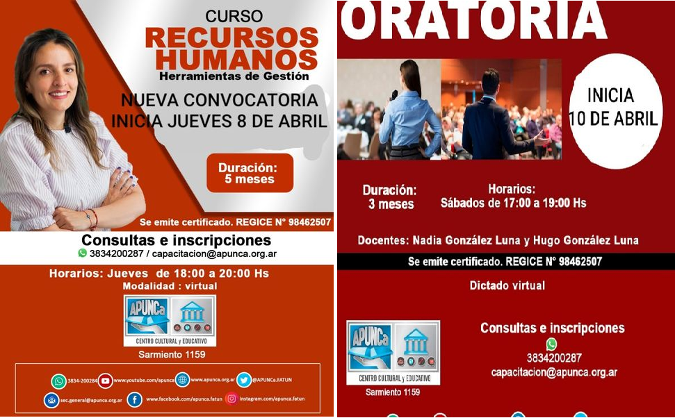 Últimos días de inscripciones!!!       APUNCa, te capacita para la búsqueda de un trabajo.  TE ESPERAMOS!!!!